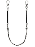 JOHN RICHMOND - CHAIN AND WOVEN NAPPA POCKET CHAIN - SILVER/BLACK
