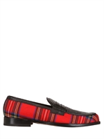 LOUIS LEEMAN - 7TH F4E LTD TARTAN MONEY PENNY LOAFERS - RED/BLACK