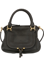 CHLOE' - MEDIUM MARCIE TEXTURED LEATHER BAG - BLACK
