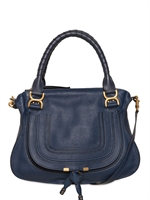 CHLOE' - MEDIUM MARCIE TEXTURED LEATHER BAG - ROYAL NAVY