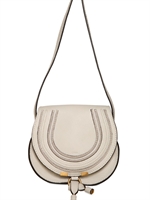 CHLOE' - SMALL MARCIE LEATHER CROSS BODY BAG - DOVE