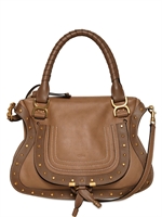 CHLOE' - MEDIUM MARCIE STUDDED LEATHER BAG - NUT