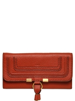 CHLOE' - MARCIE TEXTURED LEATHER LONG WALLET - WHISKY