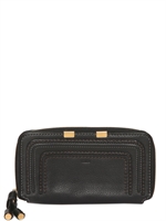 CHLOE' - MARCIE TEXTURED ZIP AROUND WALLET - BLACK