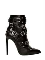 SAINT LAURENT - 120MM PARIS BELTED POINTED BOOTS - BLACK
