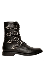 SAINT LAURENT - 25MM RANGERS BELTED CALFSKIN BIKER BOOTS - BLACK
