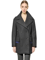 JIL SANDER - NEEDLE PUNCHED STRIPE WOOL BLEND COAT - GREY MELANGE