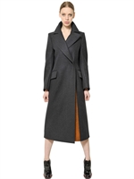 JIL SANDER - NEEDLE PUNCHED STRIPE WOOL BLEND COAT - GREY MELANGE