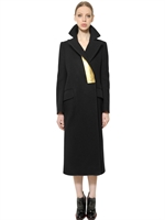 JIL SANDER - GOLD STRIPE BRUSHED FELT COAT - BLACK/GOLD