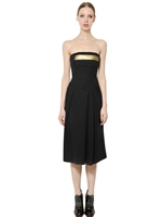 JIL SANDER - GOLD STRIPE BRUSHED FELT DRESS - BLACK/GOLD