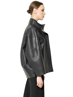 JIL SANDER - BONDED NAPPA LEATHER JACKET - MIDNIGHT