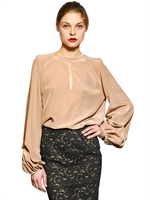 JO NO FUI - SILK CREPE DE CHINE TOP - NUDE