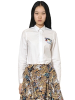 KENZO - EMBROIDERED TIGER COTTON POPLIN SHIRT - WHITE