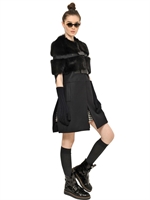 MARNI - SILVER FOX AND WOOL FELT CAPE COAT - MIDNIGHT/BLACK