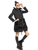 MARNI - SILVER FOX AND WOOL FELT COAT - MIDNIGHT/BLACK