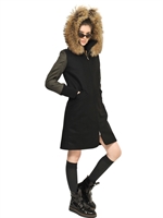 MARNI - FINN RACCOON NYLON AND WOOL CLOTH COAT - BLACK/MILITARY