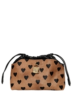 BURBERRY PRORSUM - SMALL HEART PRINTED PONYSKIN BAG - BEIGE/BLACK