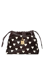BURBERRY PRORSUM - SMALL HEART PRINTED PONYSKIN BAG - BURGUNDY/WHITE
