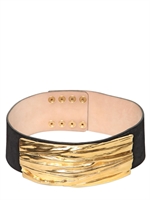 BALMAIN - 75MM GOLD PLAQUE SUEDE HIGH WAIST BELT - GOLD/BLACK