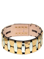BALMAIN - 80MM CRYSTAL ON SUEDE HIGH WAIST BELT - CRYSTAL/GOLD