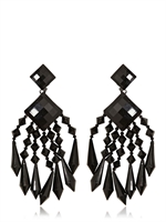 BALMAIN - CRYSTAL DROP EARRINGS - BLACK