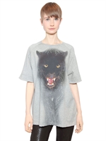 FAITH CONNEXION - ÜBERGROßES BAUMWOLL-T-SHIRT MIT PANTHERDRUCK - GRAU MELANGE