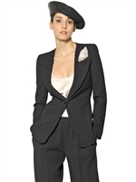 GIORGIO ARMANI - WOOL PIQUET JERSEY JACKET - BLACK