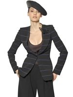 GIORGIO ARMANI - STRIPED VISCOSE JERSEY JACKET - BLACK/PURPLE