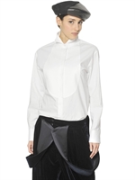 GIORGIO ARMANI - COTTON PIQUET AND POPLIN TUXEDO SHIRT - WHITE