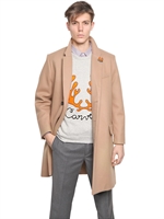 CARVEN - MANTEL AUS KOMPAKTER WOLLE - CAMEL/NAVY