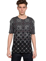 MCQ ALEXANDER MCQUEEN - OPTIC PRINTED COTTON JERSEY T-SHIRT - BLACK/GREY