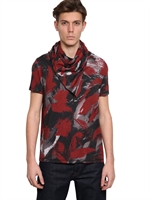 MCQ ALEXANDER MCQUEEN - PRINTED COTTON JERSEY T-SHIRT W/BANDANA - OXBLOOD