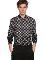 MCQ ALEXANDER MCQUEEN - OPTIC PRINTED COTTON POPLIN SHIRT - BLACK/GREY