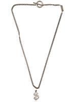 SAINT LAURENT - DOLLAR PENDANT NECKLACE - SILVER