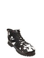 KTZ - TATTOO PRINTED CANVAS & LEATHER BOOTS - BLACK/WHITE