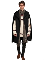 SAINT LAURENT - ZWEIREIHIGES CAPE AUS WOLLFILZ - SCHWARZ