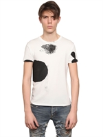 SAINT LAURENT - ROETTINGER PRINT COTTON JERSEY T-SHIRT - WHITE/BLACK