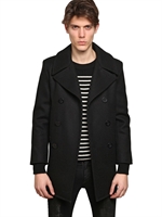 SAINT LAURENT - CABAN AUS WOLLFILZ - SCHWARZ