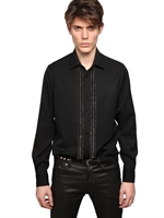 SAINT LAURENT - STUDDED GRAIN DE POUDRE SHIRT - BLACK