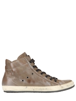 CRIME - WASHED LEATHER SNEAKERS - DOVEBROWN