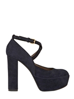 MARNI - 120MM SUEDE CRISSCROSS PUMPS - NAVY/BLACK
