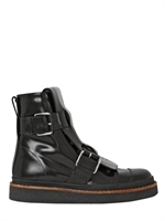 MARNI - 20MM BRUSHED CALF LEATHER COMBAT BOOTS - BLACK
