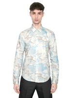 KENZO - PRINTED COTTON POPLIN SLIM PLUS SHIRT - SKY