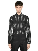 KENZO - PRINTED COTTON POPLIN SLIM FIT SHIRT - BLACK