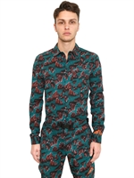 ADIDAS BY OPENING CEREMONY - PRINTED COTTON GABARDINE SHIRT - PETROL BLUE