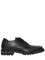 BEPOSITIVE - BROGUED LEATHER OXFORD LACE-UP SHOES - BLACK