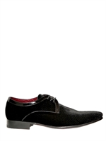 FRATELLI BORGIOLI - SNAKE EMBOSSED VELVET DERBY SHOES - BLACK
