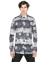 GALLIANO - GAZETTE STAR PRINT COTTON MUSLIN SHIRT - BLACK/WHITE