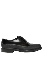 GIORGIO ARMANI - LEATHER & RUBBER BROGUED OXFORD SHOES - BLACK