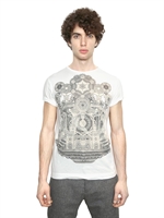 DIESEL BLACK GOLD - PRINTED COTTON JERSEY T-SHIRT - WHITE